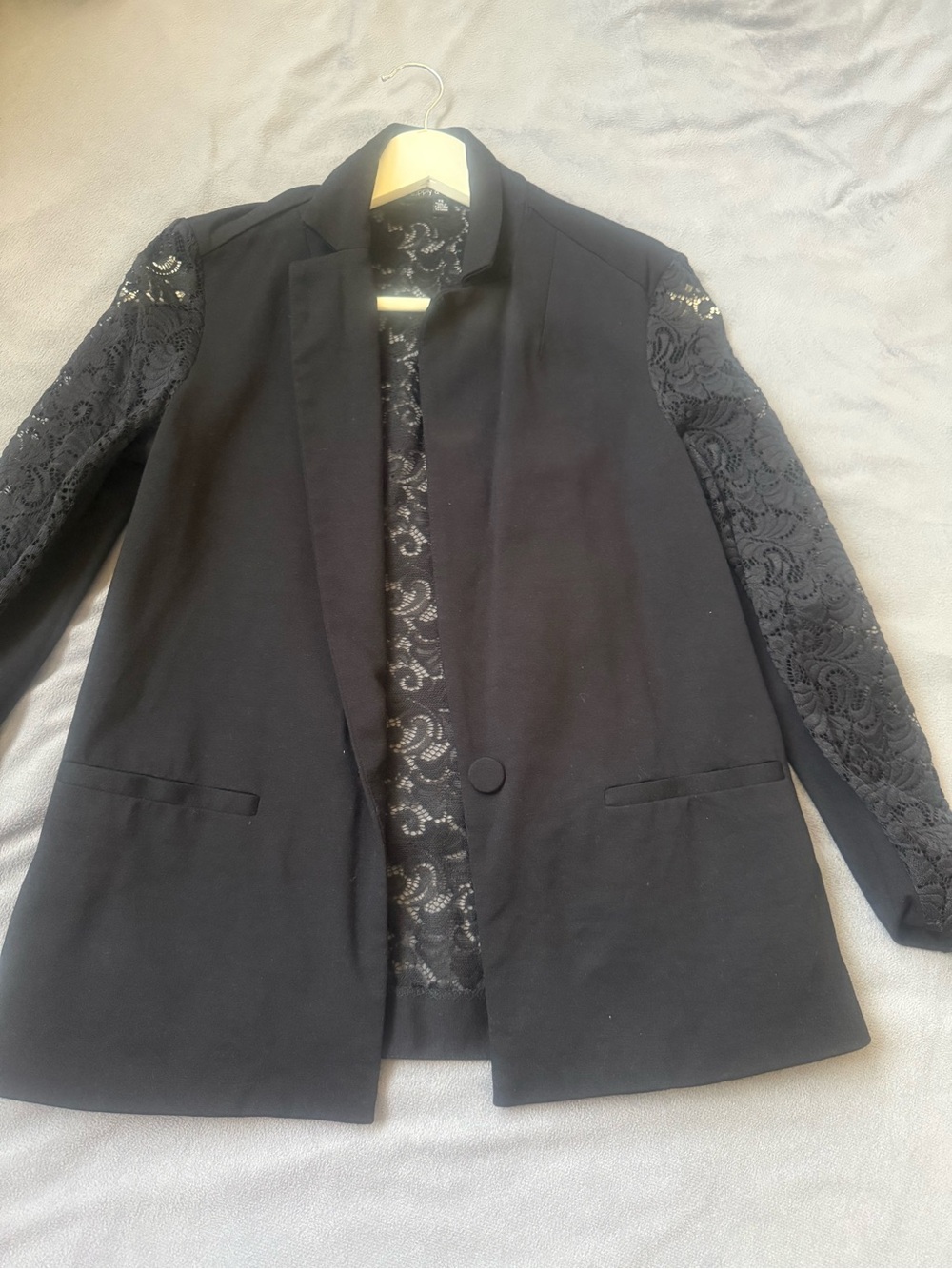 Women’s Black Lace-Sleeve Blazer